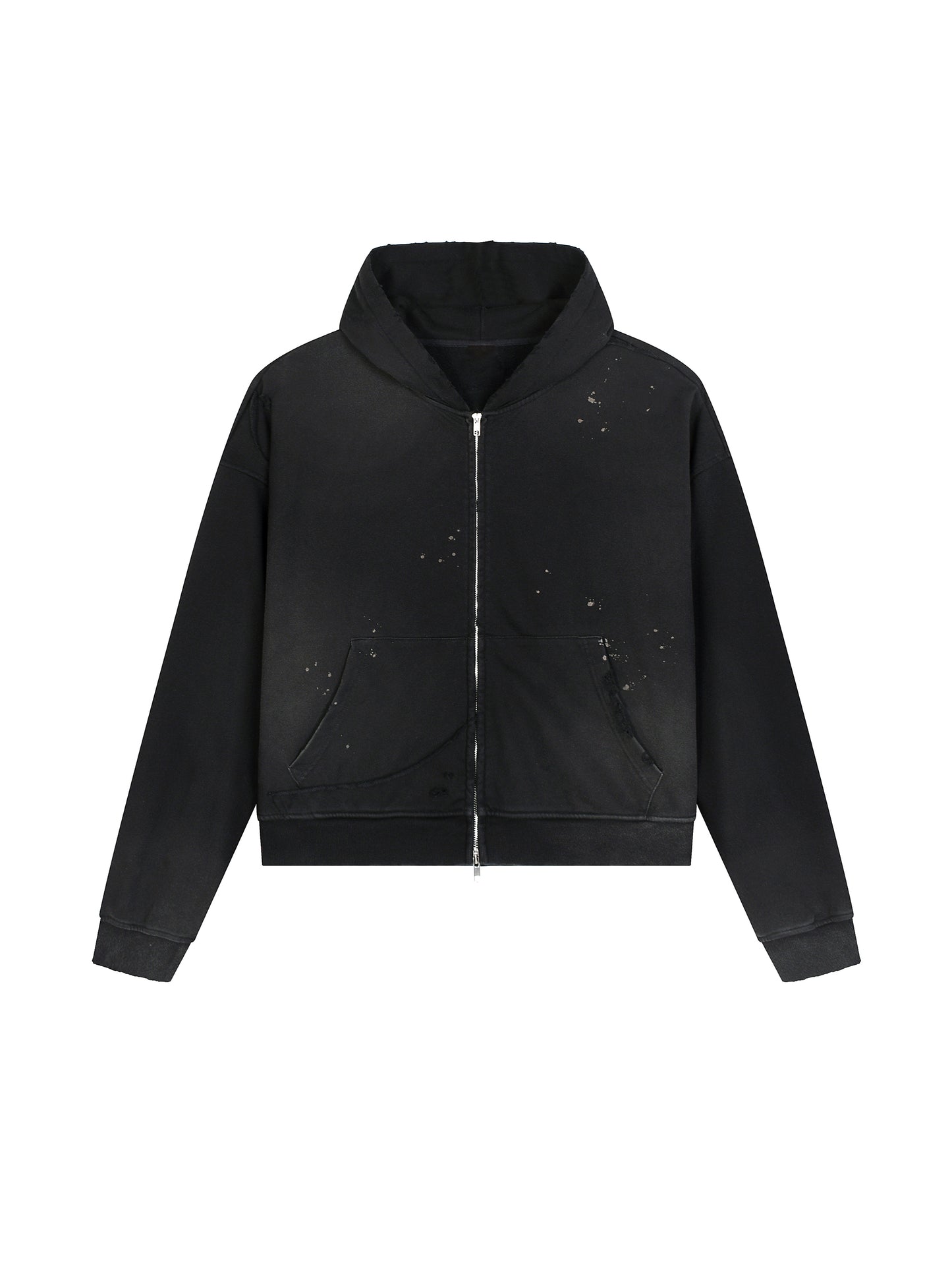 Black hoodie with subtle texture on a white background