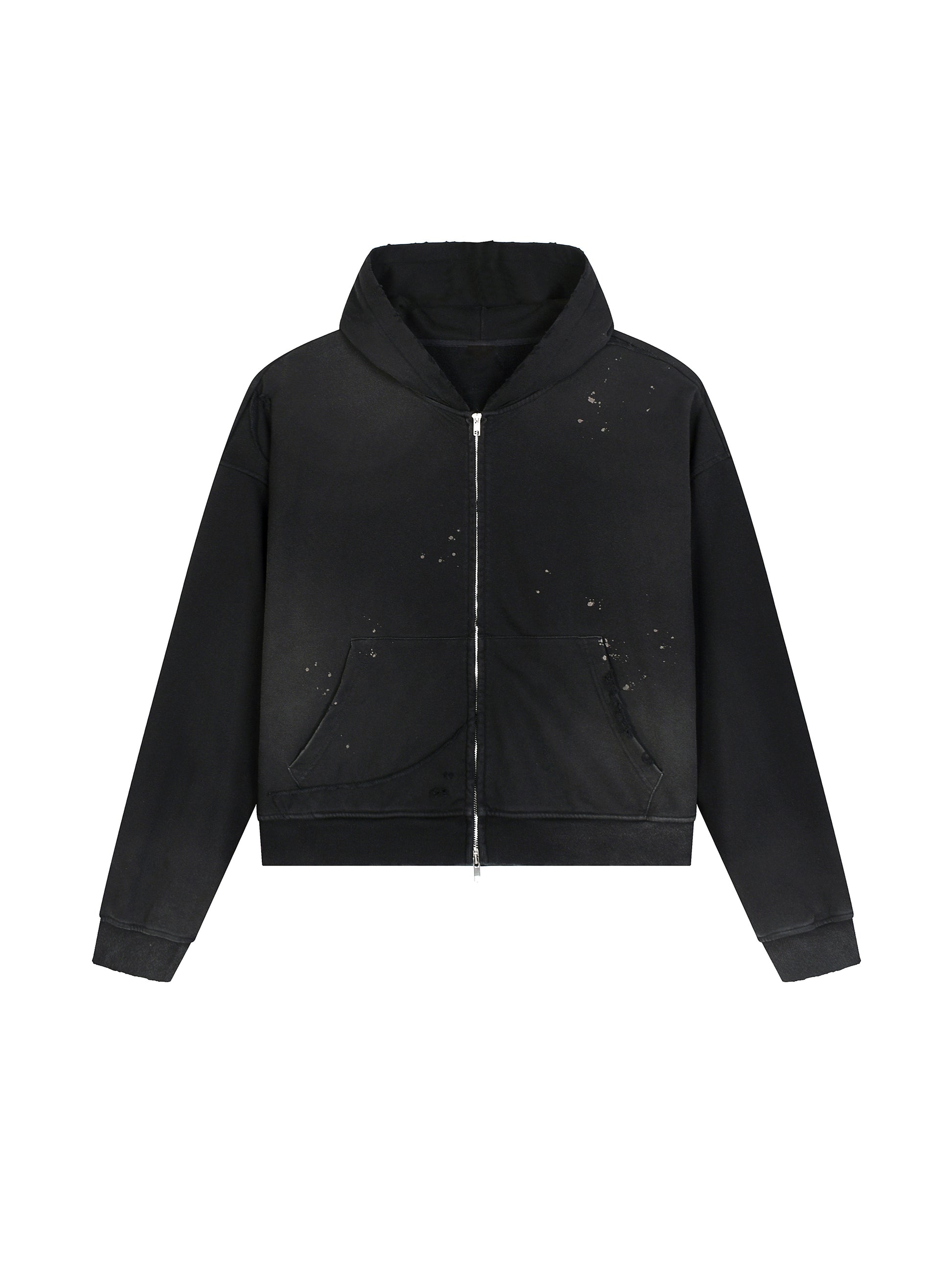 Black hoodie with subtle texture on a white background